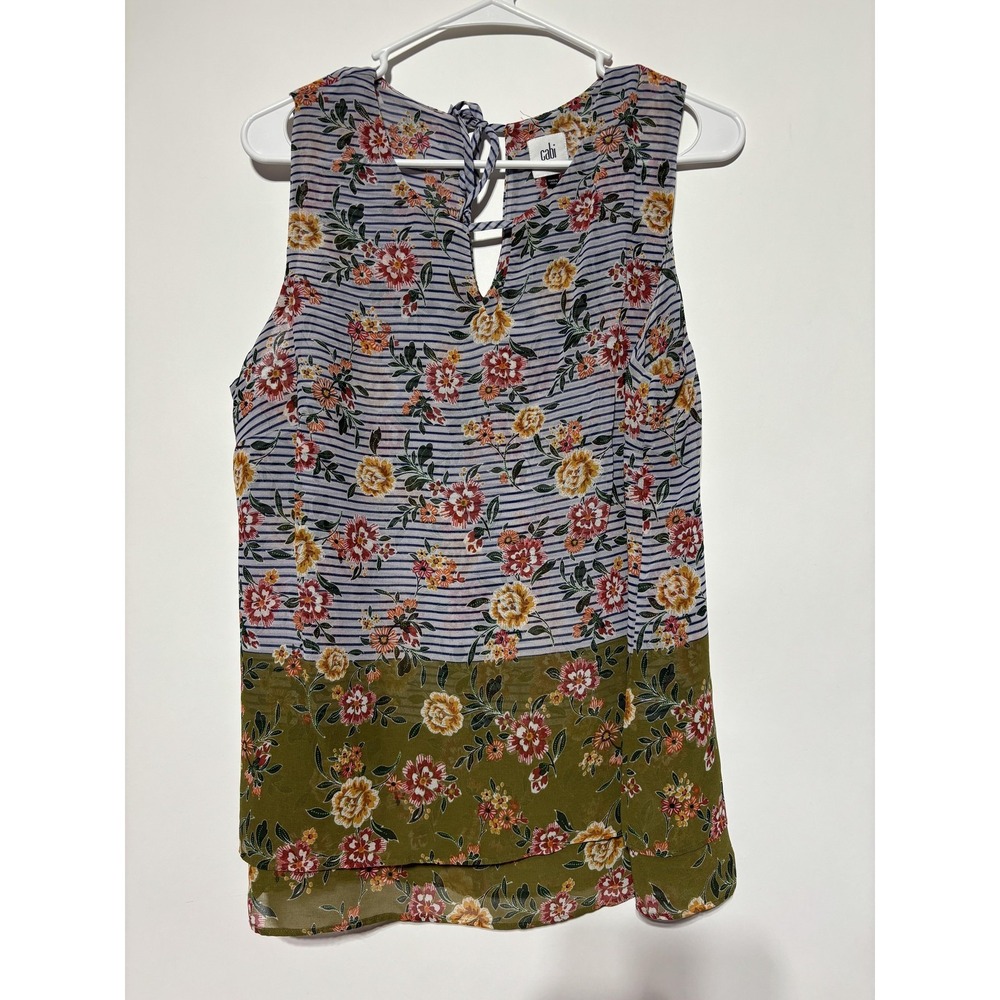 Cabi Women Size L Penelope Striped Floral Tank Top 5354